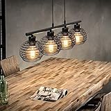 ZMH Pendelleuchte Esstisch Hängelampe Vintage - Schwarz Hängeleuchte Industrial Design Retro Esstischlampe E27 Metall 4 Flammig Esszimmerlampe für Esszimmer Küche Wohnzimmer Arbeitszimmer