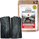 ORINKO ® Binchotan Bio-Aktivkohle für Wasser, 2 Stück, leistungsstark, natürliche Filtration, 3 l, echte japanische Eiche (Kishu, Wakayama) – ideal für Karaffe, Brunnen oder Trinkflasche – Größe L