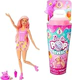 Barbie Pop Reveal Fruit - Überraschungspuppen mit 8 fruchtigen Überraschungen, inklusive beweglicher Puppe mit Erdbeerlimonadenduft und Squishy-Hündchen, ab 3 Jahren, HNW41