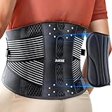 Rakiie Rückenstützgürtel für Herren und Damen, 6X Lendenwirbelstütze mit 3D-Polsterung, Atmungsaktiv Leicht Rückenbandage für Rückenschmerzen, Grau Größe XL(110-125CM)