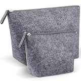 Xuniea 2 Stück Filz Kosmetiktasche Reise Rohlinge zum Beplotten Personalisiertes Abschiedsgeschenk für Lehrerin Kollegen Hochzeit Schminktasche Multifunktion Kosmetikbeutel(Grau,M+S)