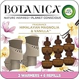 Botanica by Air Wick Duftöl-Starter-Set, 2 Wärmer + 6 Nachfüllpackungen, Himalaya-Magnolie und Vanille, Lufterfrischer, umweltfreundlich, ätherische Öle