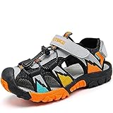 Kinder Sandalen Jungen Geschlossene Sommerschuhe Sports Outdoorsandalen Mädchen Trekkingsandalen Wandern Strand Schuhe Grau Orange gr.31