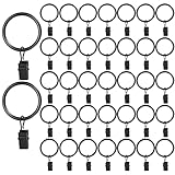 50 Stück Gardinenringe Vorhangringe, Vorhang Clips für Gardinenstange, Duschvorhang Metallklammern mit Clips Haken für Fenster Tür Duschvorhang