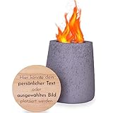 MAJVI Tischkamin – Personalsierbarer Mobiler Mini-Kamin für Indoor und Outdoor - Geschenk, Tischfeuer, Windlicht, Ethanol Kamin, Gartenfackel, Mini-Lagerfeuer aus Beton