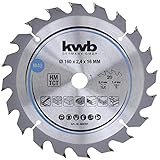 kwb Kreissägeblatt 160 x 16 mm - Schneller Schnitt, geeignet für Weich- und Hartholz, Tischlerplatten und Spanplatten - Hartmetall-Zähne, flexibles Stammblatt