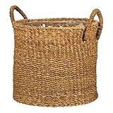 Scheurich Seegras 37, Korbgefäß/Korb-Pflanzgefäß/Korbtopf mit Griffen aus Seegras Farbe: Nut, 38 cm Durchmesser, 33 cm hoch, 37,4 l Vol.