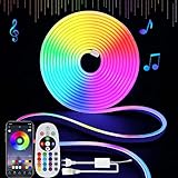 YOODI LED 10M, RGB Neon LED Streifen LED Strip mit Bluetooth App-Steuerung, Musik-Sync, DIY Shape Design, PVC Schneidbare Wasserdichte IP65 Neonlichter für Indoor Outdoor, Inklusive Netzteil