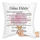 Kissen 40x40 Zierkissen - Großmutter - Geschenk für Oma Weihnachten Geschenkideen Omi - 40 x 40 cm - Weiß - Grandma Omas omis Grandmas oma. personalisierte Geschenke Name frischgebackene