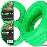 2x Mähfaden 2 mm 15 m Nylon Trimmfaden Rasentrimmer Rund Grün Ersatzfaden Trimmerschnur Trimmerfaden Rasentrimmerspulen Gartentrimmer Rasentrimmerlinie Freischneider Stark