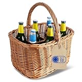 Creative Home Weidenkorb mit Henkel | Flaschenkorb 6 Flaschen | 40 x 31 x 38 cm (+/- 2 cm) | Großer, Leichter Flaschenträger | Naturbraun | Handgeflochten | Vielseitig einsetzbar, beständig