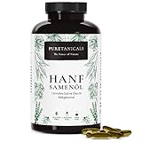 Hanfsamenöl (Cannabis Sativa) Hanföl Kaltgepresst - 180 hochdosierte Kapseln - 1000mg Hanf Öl Omega 3-6-9 | 100% Natürlich & Stark, Hemp Seed Oil, in Deutschland hergestellt & laborgeprüft