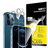 NEW'C 4 Stück, 2 x Panzer Schutz Glas für iPhone 12 Pro und 2 x Kamera Panzer Schutz Glas für Kameraschutz - kratzfest - keine Luftblasen - extrem widerstandsfähig - 9H-Härteglas