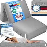 ELONEO Klappmatratze, Gästematratze, 3-teilige Faltmatratze, Schaumstoff extra dick (15cm), waschbar, Bandscheibenwürfel, klappbar, Faltbare Matratze, Erwachsene (Grau, 75 x 195 x 15 cm)