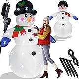 KESSER® Aufblasbarer Schneemann XXL 240cm LED-Beleuchtung mit Befestigungsmaterial & geräuscharmen Gebläse Deko Weihnachts-Figur Weihnachten Weihnachtsdekoration Innen & Außen Witterungsbeständig IP44