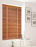 BOTOWI Holz Jalousie Holzjalousie Rollo Holz 60/80/100/120/140cm, Fenster Rollos für Innen, Innenjalousien Jalousien 5cm Lamellen, Gefiltertes Licht Fenster Jalousien Innen,Braun,120Wx160L(cm)