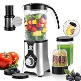 SUPERLEX Elektrischer Smoothie-Maker und Standmixer Set, Multifunktions-Standmixer zum Entsaften, Mahlen, Eiszerkleinern, Mixer mit Flaschendeckel für die Küche, tragbar, auf Reisen, BPA-frei