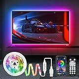 HUEMIHUI LED TV Hintergrundbeleuchtung, 4m Dream Color LED Strip kompatibel mit Fernbedienung APP-Steuerung, USB betrieben, für 55-70 Zoll Fernseher und PC