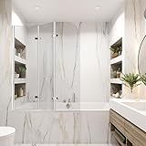 Vigevee Duschwand für Badewanne, 120 x 140 cm, 3 teilige Faltbar Badewannen Duschabtrennung, 6 mm Sicherheitsglas (ESG), transparente Duschabtrennung, für Badzubehör