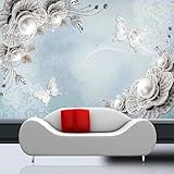 Geometrisch Linien Perlen Blumen Schmetterlinge 3D Tapeten Tapete Luxus Home Esszimmer Fototapete Effekt Wohnzimmer Schlafzimmer Kinderzimmer-350cm×256cm