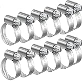Qinsky Schlauchschellen 10-16 mm,12 Pcs Endlos 304 Edelstahl Einstellbare Schlauchklemmen Mehrzweck Schellen Schlauchschellen mit Schneckenantrieb für Benzinschlauch Dieselleitung Wasser Rohr