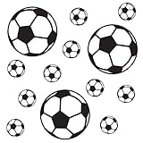 kleb-Drauf | 13 Fußbälle | Schwarz - matt | Wandtattoo Wandaufkleber Wandsticker Aufkleber Sticker | Wohnzimmer Schlafzimmer Kinderzimmer Küche Bad | Deko Wände Glas Fenster Tür Fliese