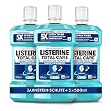 LISTERINE Total Care Zahnstein-Schutz (500 ml), schützende Mundspülung gegen Zahnstein mit 6 in 1 Wirkung, antibakterielles Mundwasser schützt vor Zahnfleischproblemen, bis zu 24h frischer Atem