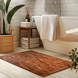 casa pura Badvorleger Bambusmatte 60x90cm 8mm Dick | Duschmatte rutschfest und waschbar | Rutschfester Bambusteppich für Dusche und Sauna (Dunkelbraun, Mia)