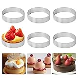 6 Stück Kleine Perforierte Dessertringe, 6cm Edelstahl Mousse Tartelette Förmchen, 2cm Hoch, Runde Crumpet Ringe Backringe mit Lüftungslöchern für Herstellung von Mini-Pizzen, Muffins, Quiches