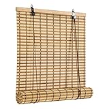 Cy.curtain bright Bambus-Rollo für den Innenbereich, Jalousien aus Holz, Sonnenschutz und Privatsphäre, für Fenster und Tür, 120 x 175 cm