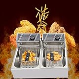 12 Liter Fritteuse Elektrofritteuse Doppeldecker Kaltzonenfritteuse Edelstahlfritteuse mit Filter für Fast Food Snack Bar