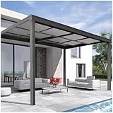 Terrassendach Veranda freistehend mit Schiebedach | Cabrio Überdachung pulverbeschichtet anthrazit (4 x 3m)
