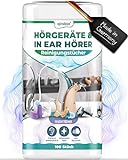 Qindoo 100x Reinigungstücher Hörgeräte aller Art, reinigt Ohrenschmalz auch bei Kopfhörer, Headset oder In-Ear Ohrstöpsel Reinigung (1x Dose)