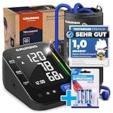 GRUNDIG Blutdruckmessgerät Oberarm - hochpräzise - einfachste Bedienung - perfekt ablesbar - Herzrhythmusstörungen Erkennung - Risikobewertung - Manschettensitzkontrolle (inkl. Batterien)