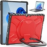 Kompatibel mit Microsoft Surface Pro 8 33 cm (13 Zoll) Hülle mit drehbarem Ständer, kompatibel mit Typ-Cover-Tastatur mit Ständer, stoßfest, robust, stoßfeste, stoßfeste Schutzhülle (rot)