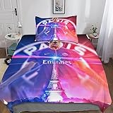 YINGD Mbape 3D-Bettdecken und Bettwäsche-Sets mit Kissenbezug, Fußball-Bettwäsche, Bettbezug, 2-teiliges Mikrofaser-Bettwäsche-Set mit Reißverschluss, Kissenbezüge, Einzelbett, 200 x 200 cm