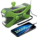 coserori 10000mAh Notfallradio, Solar-Handkurbel-Radio, tragbares Radio mit Handy-Ladegerät, LED-Taschenlampe, Grün