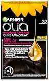 Garnier Olia Dauerhafte Haarfarbe ohne Ammoniak, Mit pflegenden und natürlichen Ölen, Vollständige Grauhaarabdeckung, Permanente Coloration, Nr. 3.0 Dunkelbraun, 1er pack