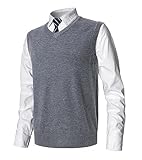 MeiLayM Herren Winter V-Ausschnitt Sleeveless Weste Pullunder Strickweste Ärmellose Klassische Pullover Weste Freizeit Gestrickte Business West Slim Fit Einfarbig Gentleman Weste
