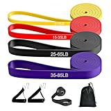 Resistance Bands Set, Fitnessbänder mit 4 Widerstandsstufen, Gymnastikbands Set mit Türanker, Griffen, Tragetasche, Widerstandsbänder für Fitness/Stretching/Yoga/Krafttraining