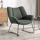 Wahson Sessel Wohnzimmer Einzelsofa Loungesessel modern Relaxsessel mit Metallbeinen, Leinen, für Wohnzimmer/Schlafzimmer, Grün