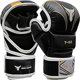 Mytra Fusion MMA Handschuhe Kickbox Handschuhe Kampfsport Handschuhe MMA Sparring Handschuhe Boxsackhandschuhe (Black/Gold, L/XL)