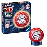 Ravensburger 3D Puzzle 12177 - Nachtlicht Puzzle-Ball FC Bayern München - 74 Teile - ab 6 Jahren, LED Nachttischlampe mit Klatsch-Mechanismus, Fußball Geschenke Jungen und Mädchen