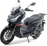 Burnout | QS250 ADV Motorroller 250 CCM, Kraftroller, ADV-Design, EFI Euro 5+, Wasserkühlung, ABS TCS CBS, LED, 7 Zoll TFT Navi, Keyless Go, 14/13-Zoll, 11 L Tank, PKW-Alternative – Mattschwarz