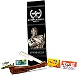 Razor Blades Club Roman Empire Shaving Spartacus Rasiermesser, professioneller Friseurrasierer für Bart und Konturen mit 20 Klingen (Astra-Derby-Shark-Voskhod) (Holz, 1 Einheit (1 Packung)