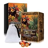 Afrikanische Schwarze Reinigungsseife, Bio Handgemacht Afrikanische Schwarze Seife, Natürliche Seife für Männer & Frauen, Feuchtigkeitsspendende Gesichtsseife, Milde Reinigung (1)