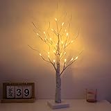FAOKZE Lichterbaum Lichterzweige für Innen, LED Lichterbaum 60CM Lichterzweige 24 LEDs, Batteriebetrieben und usb-betrieben, Warmweiß LEDs Bäumchen Birken für Weihnachten, Ostern, Hochzeit Geburtstag