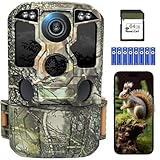 KJK 4K 84MP Wildkamera mit Handyübertragung APP, WLAN Bluetooth Wildkamera mit Bewegungsmelder Nachtsicht, 64GB SD Karte und 8*AA-Batterien, 130 °Weitwinkel Wildtierkamera, IP67 Wasserdicht
