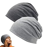CPRNQY 2 Stücke Dünne Mütze Damen, Dünne Mütze Herren, Slouchy Beanie Mütze für Herren und Damen, Wintermütze Herbst Dünne Mütze Warm Beanie Unisex Longbeanie für Laufen Skifahren Radfahren Outdoor