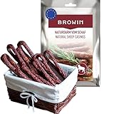 BROWIN® Naturdarm für Wurst | Premium Naturdarm für hausgemachte Würstchen, Wacholderwurst, Weißwurst, Bratwurst (Kaliber 18-20, 15 Meter, Naturdärme vom Lamm)